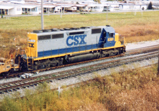 Southbound CSX Transportation Company intermodal transfer train.  Bridgeview Illinois. October 1998. by Eddie from Chicago