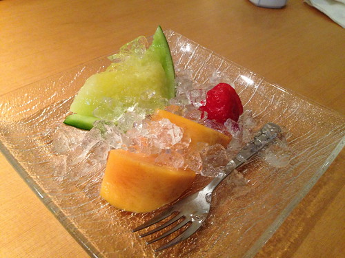 Japanese musk melon, persimmon and strawberry