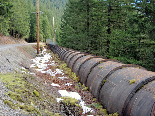 The pipe that used to divert all of the water from the Oak Grove Fork of the Clackamas River. The 70 to 100 cubic feet per second of new flow will greatly expand habitat for threatened fish, especially coho salmon and steelhead. (U.S Forest Service photo)
