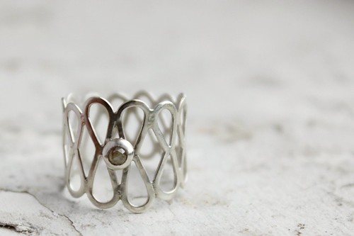 Rose Cut Diamond and Silver Filigree ring