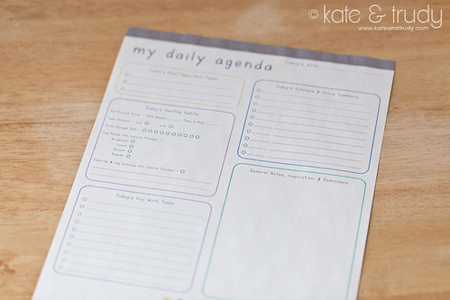 Organization & Time Management | www.kateandtrudy.com - My Daily Agenda
