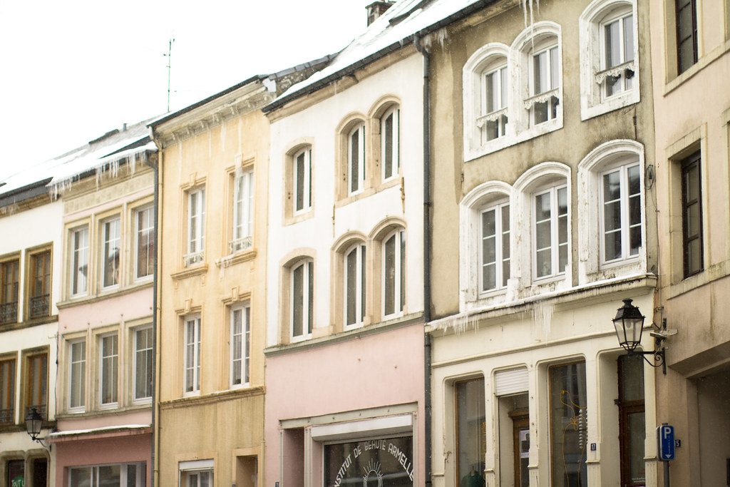 pastel buildings in Arlon, Belgium