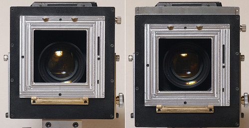 Optical axis adjustment of the Linhof board