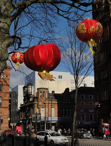 Chinese red lanterns outside Belfast City Hall