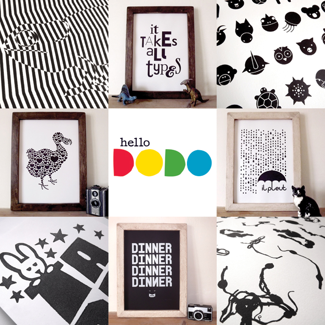 Black-and-White-prints_screenprints_hello_DODO_-great_design