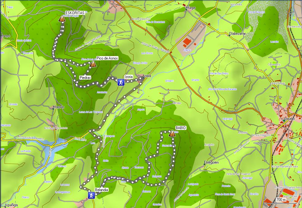 Mapa 2013_03_16 Babio Eskoritas y Pico de Asno desde Izoria