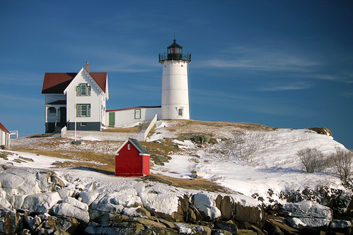 Cape Neddick "Nubble" Lighthouse on the day after the Blizzard of 2013 by nelights