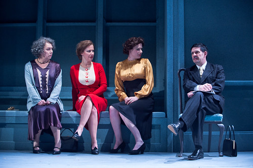 Irene Macdogall, Emily Winter, Jessica Tomchak and Andy Clark in Time and the Conways at the Royal Lyceum Theatre and transfering to Dundee Rep. Photo © Tommy Ga-Ken Wan