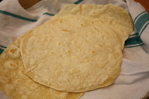 Just baked flour tortillas