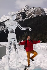 Ice sculpture with David doll