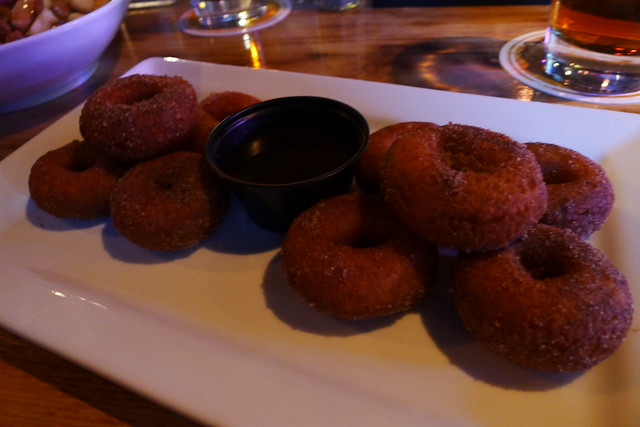 mini donuts with spiced chocolate sauce