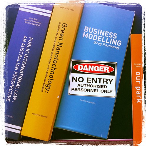 Danger! Authorised entry only to Business Modelling books at the new @UTSlibrary @UTSengage #uts #sign
