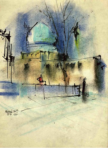 Chaharbagh School- The dome by Behzad Bagheri Sketches