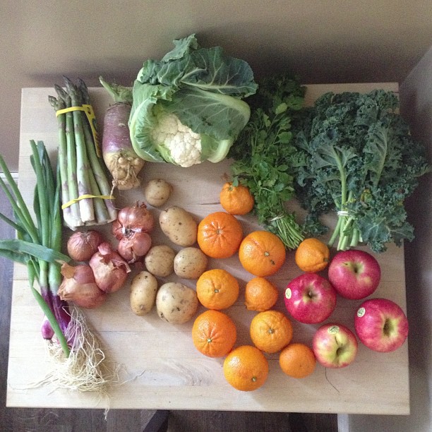 Super excited about our first box of organic produce from Abundant Harvest!