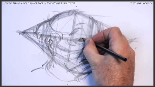 learn how to draw an old man's face in two point perspective 012