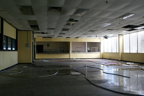 Factory cafeteria closed up and abandoned