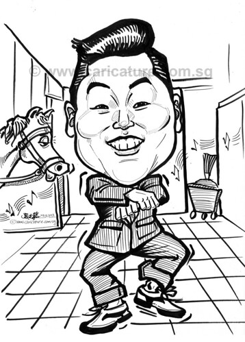 PSY Oppa Gannam style caricature sketch (watermarked)
