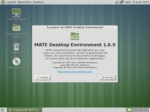 Mate Desktop - panneau d'information