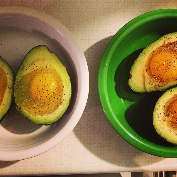 Eggs baked in avocados