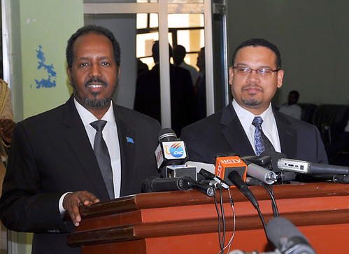 US Congressman Keith Ellison from Minnesota visited Somalia on February 19, 2013. He met with President Hassan Sheik Mohamoud. by Pan-African News Wire File Photos