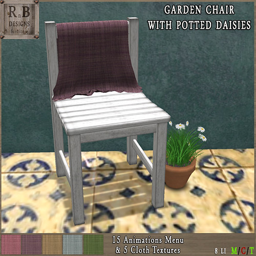 *RnB* Garden Chair with Daisies - 5 Anims & 5 Cloth Textures -