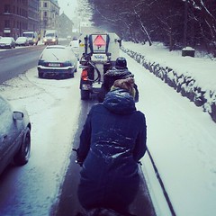 Tailing the bike lane snow sweeper. #vikingbiking #copenhagen #cyclechic