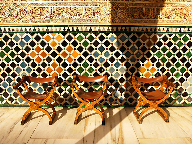 Seats in Court of the Myrtles, the Alhambra