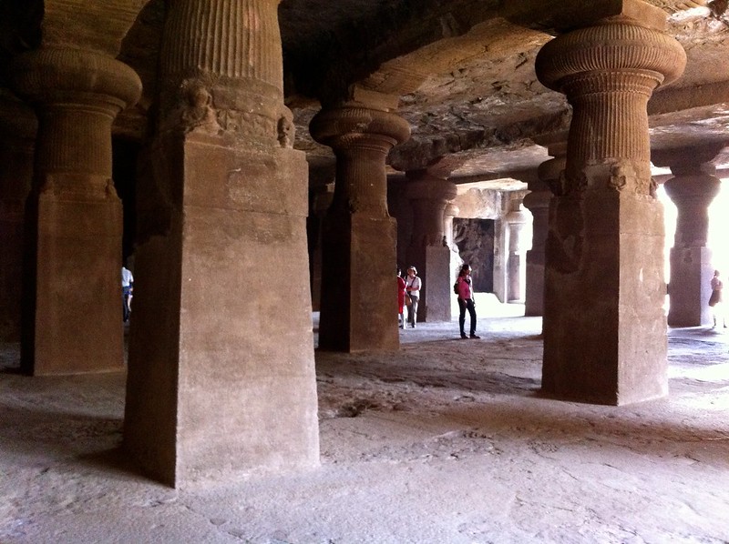 The pillars in the main cave at Elephanta