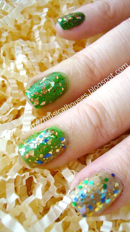 St Patricks Day Nail Art With Glitter! - of Faces and Fingers