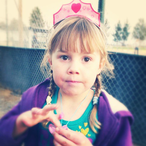 Oh this girl. Beautiful brown sugar eyes, lip gloss all over, a princess crown and dirt everywhere. I love her. <3