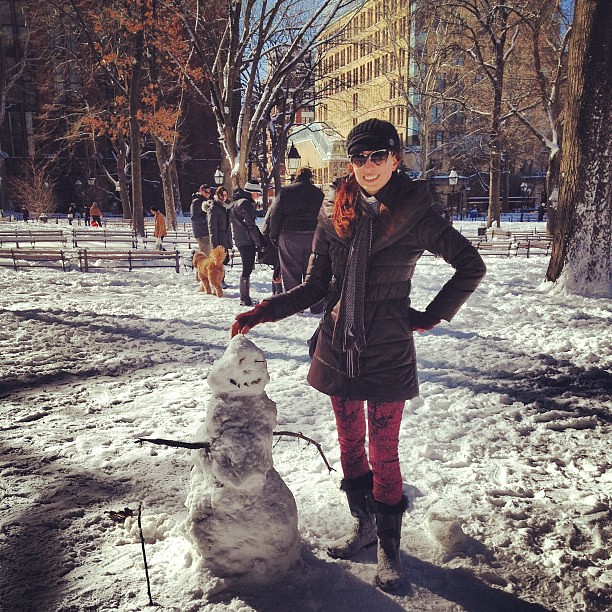 Snowman in Washington Square Park NYC
