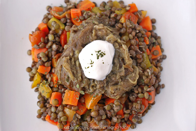 Lentils with roasted eggplant