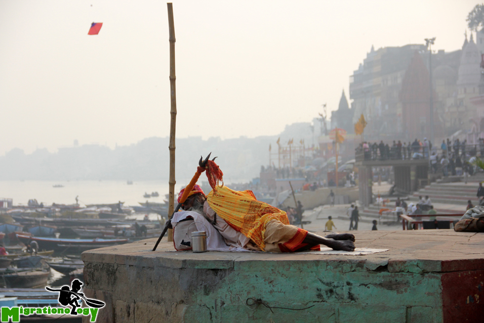 Taking a nap with a nice view of Varanasi