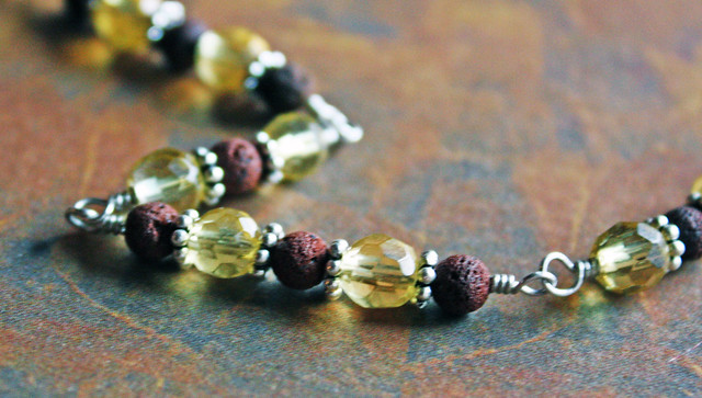 Citrine and Lava Beads Closeup