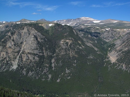 Mount Rearguard (the middle snow-flecked mountain) from Vista Point, Beartooth Highway, Custer National Forest, Montana