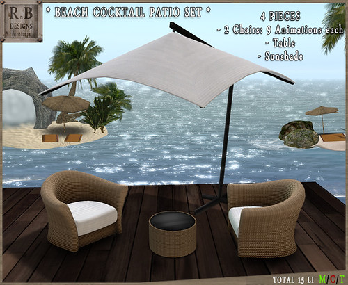 PROMO ! *RnB* Beach Cocktail Patio Set - White -