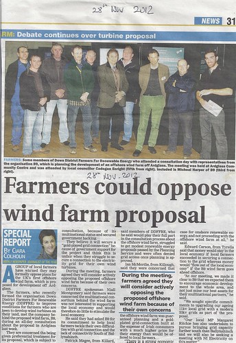 Ardglass 28 nov 2012 South Down Farmers consider opposing offshore  windfarm by CadoganEnright