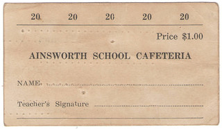 Ainsworth school cafeteria meal ticket