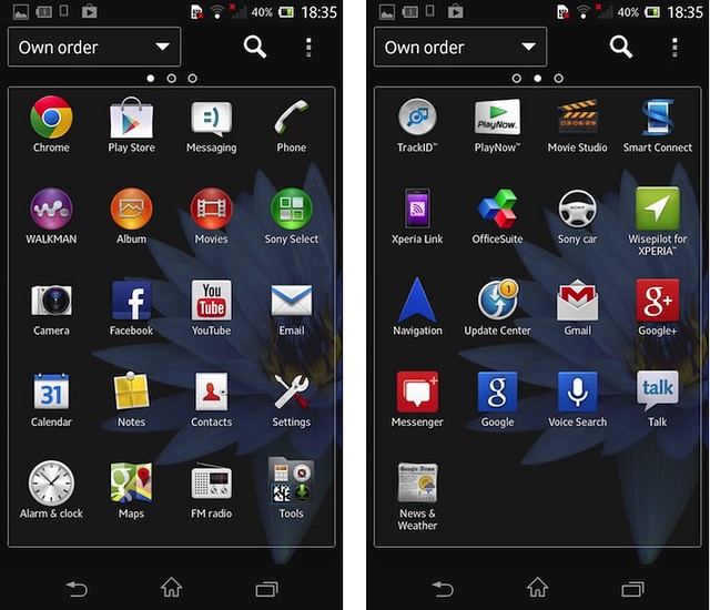 Tampilan antarmuka Android di Xperia Z yang telah dimodifikasi Sony (2)