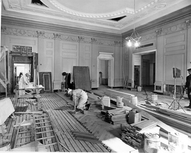 Northeast View of the State Dining Room during the White House Renovation, 01/23/1952