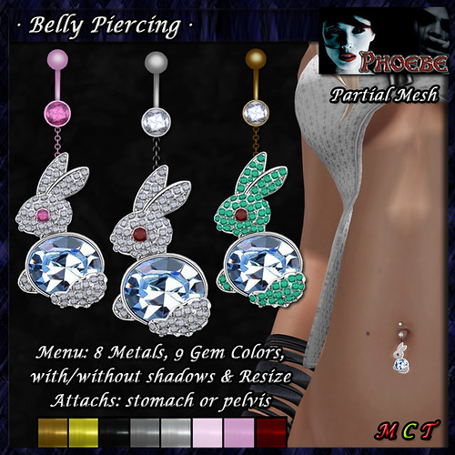 P Rabbit Belly Piercing ~8 Metals-9 Gems~ (P-MESH)