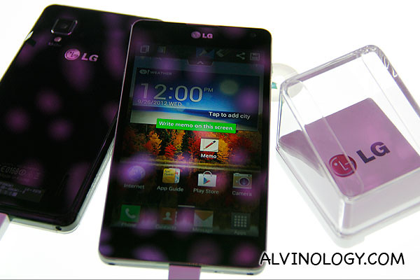 Front and back view of the LG Optimus G