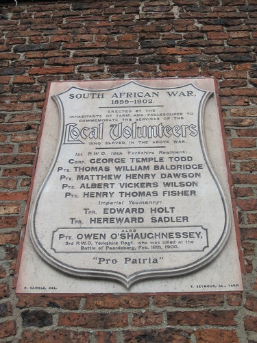 Yarm South African Wars Plaque