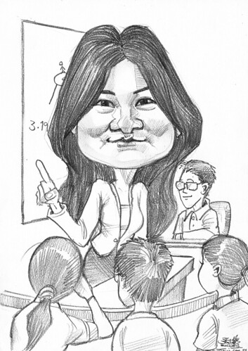 farewell caricature for SMU professor