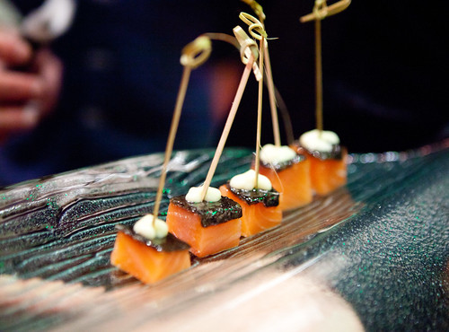 VIP Passed Hors d'oeuvre: Tsar-Cut Salmon with Papierusse