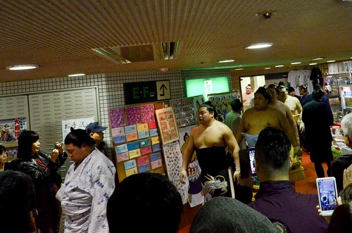Sumo Wrestlers walking to the entry