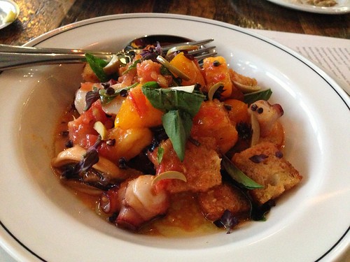 Octopus, mussel and bread salad