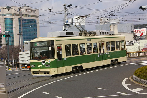 Hiroden 800 series at Matoba-cho, Hiroshima, Hiroshima, Japan Feb 7,2013
