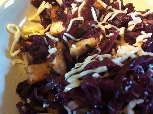 New Food; Fried radicchio with chicken breast