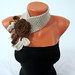 Knitted Neckwarmer - Women Scarf Neutral Colors -Earthy Colors Accessories-Flowers Crochet Brooch-Knit neckwarmer